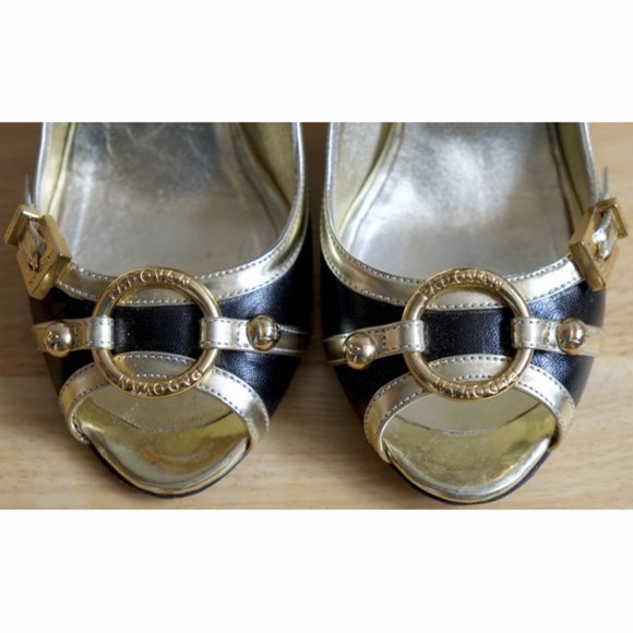 Luciano Padovan black and gold lamé leather shoes - Picture 6 of 13